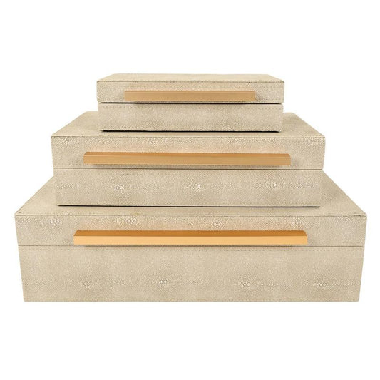 Leather Wrapped Accessory Boxes Set of 3