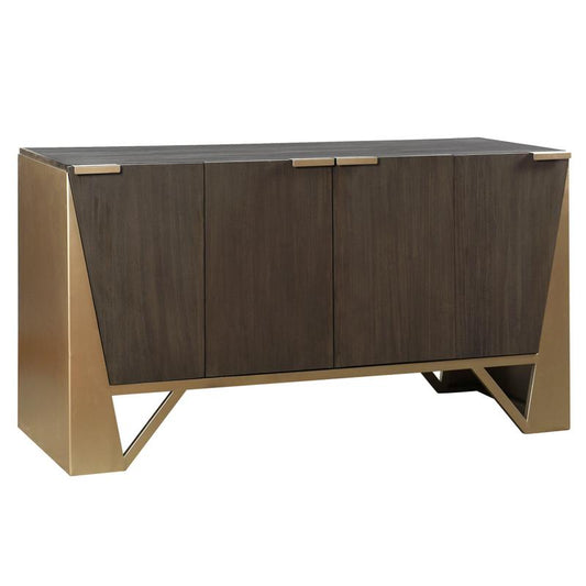 Norman Wyatt Home Axall Four Door Credenza In A Gray Brown Finish On Walnut