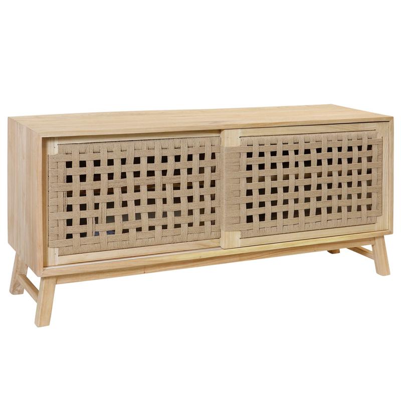 Rattan Mesh Sliding Two Door Mesh Lattice Cabinet