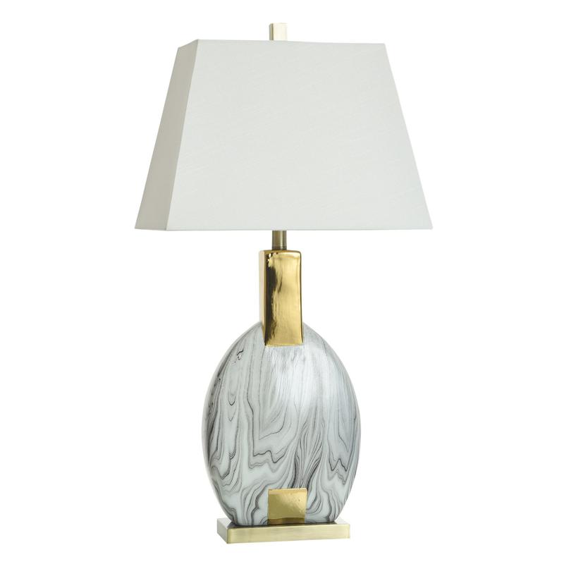 Norman Wyatt Home Quarry Faux Marble and Gold Ceramic Table Lamp