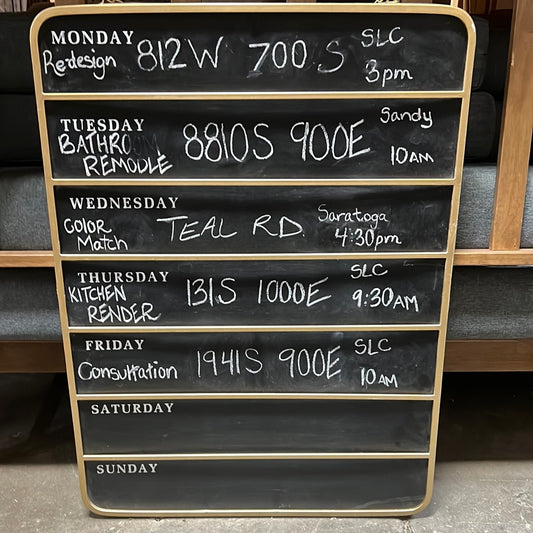 Chalk board weekly schedule
