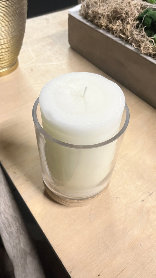 Huge Candle with Glass Candle Holder