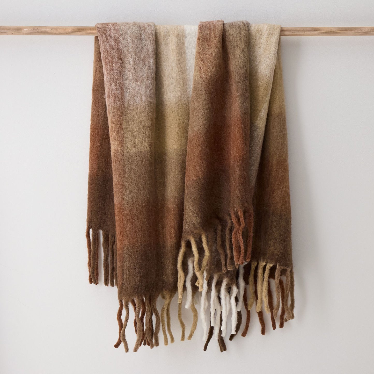Faux Mohair Baked Clay Ombre Throw Blanket