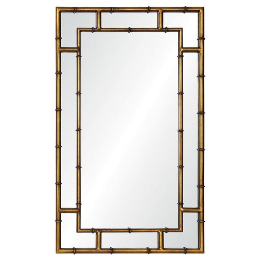 Teagan Regency Handcrafted Gold Iron Frame Rectangular Wall Mirror - Large