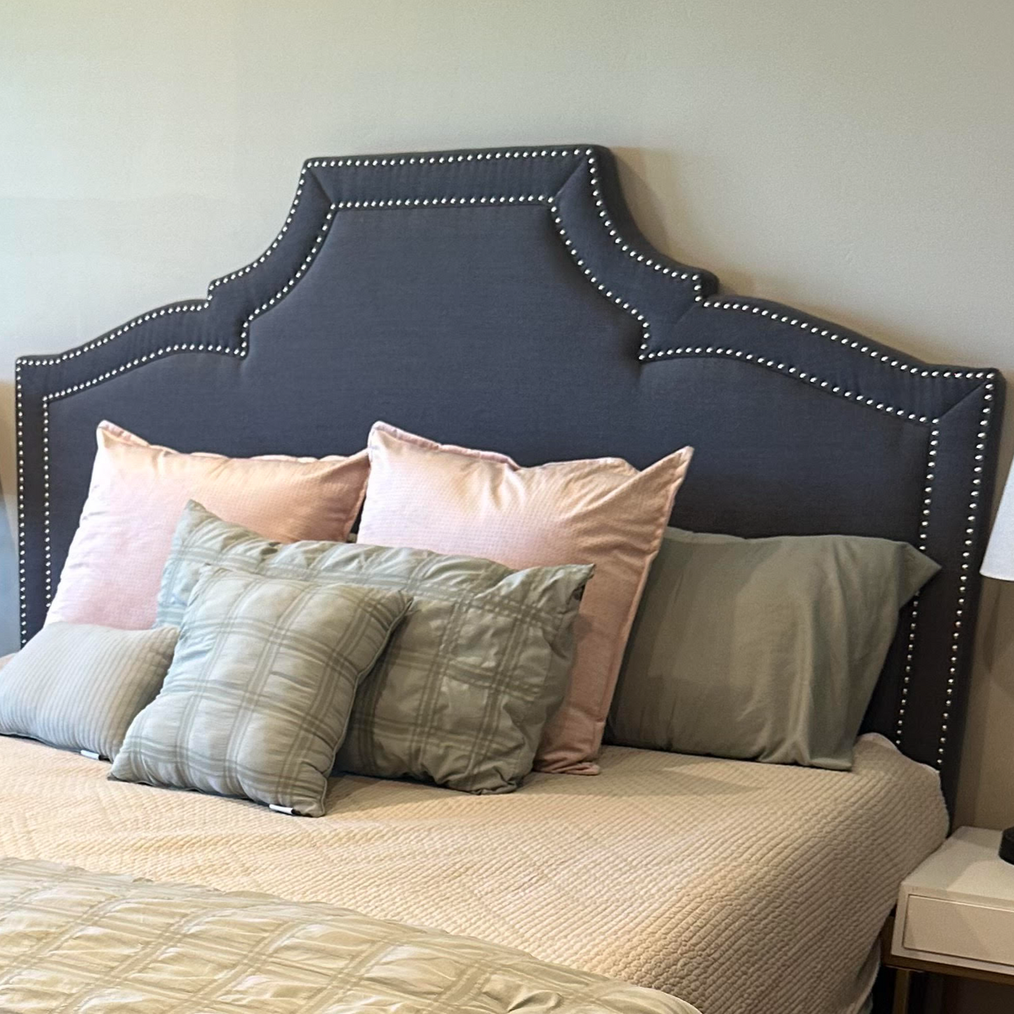 Blue Studded Headboard