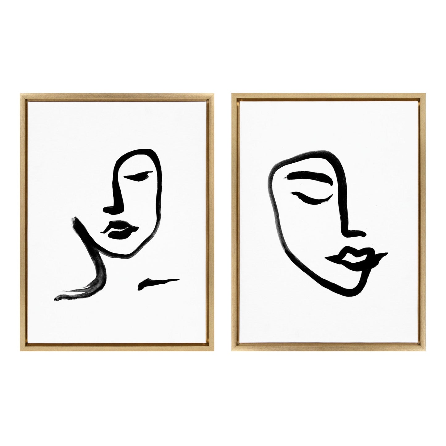 Sylvie Woman Face Art and Face Line Print Framed Canvas Art Set by Viola Kreczmer