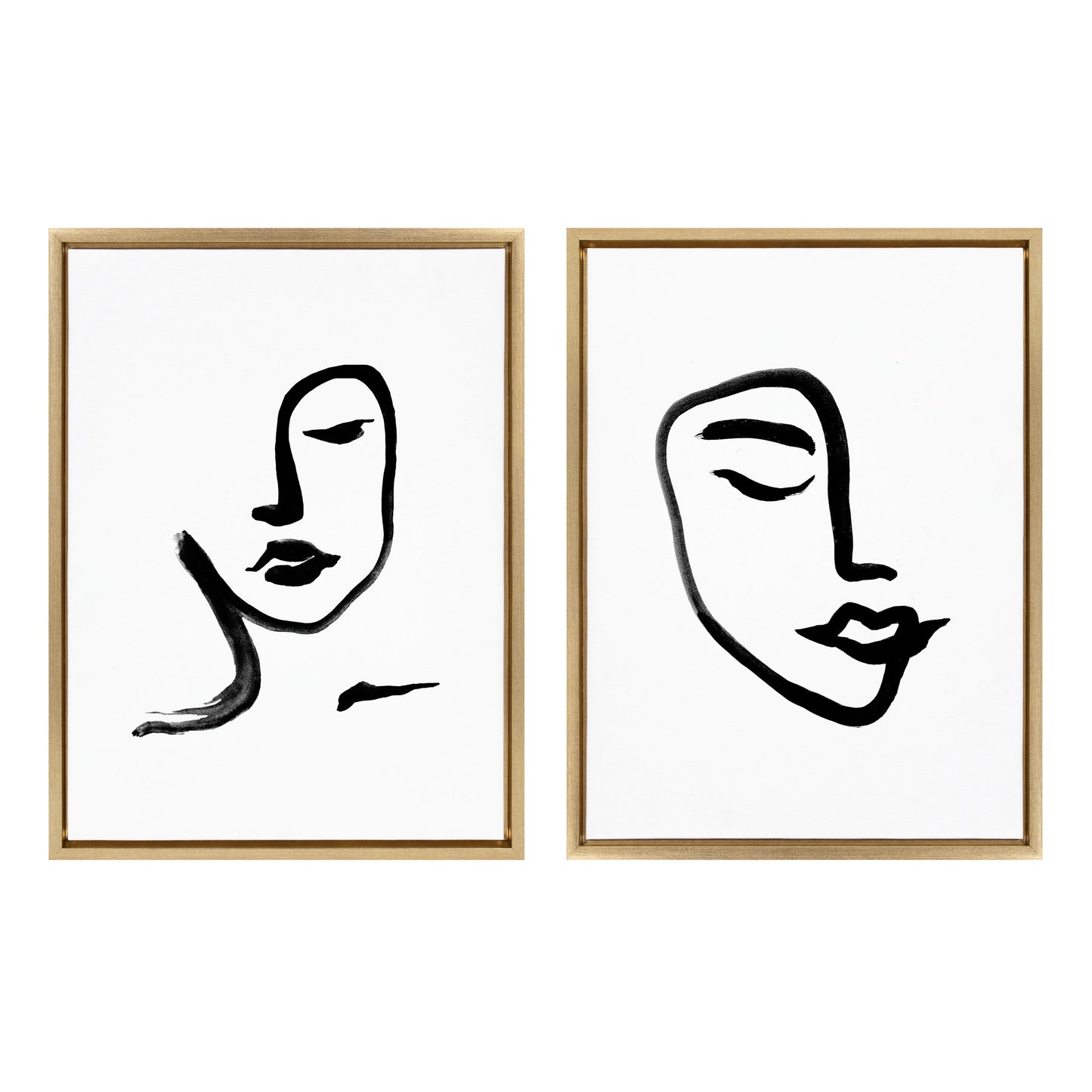 Sylvie Woman Face Art and Face Line Print Framed Canvas Art Set by Viola Kreczmer
