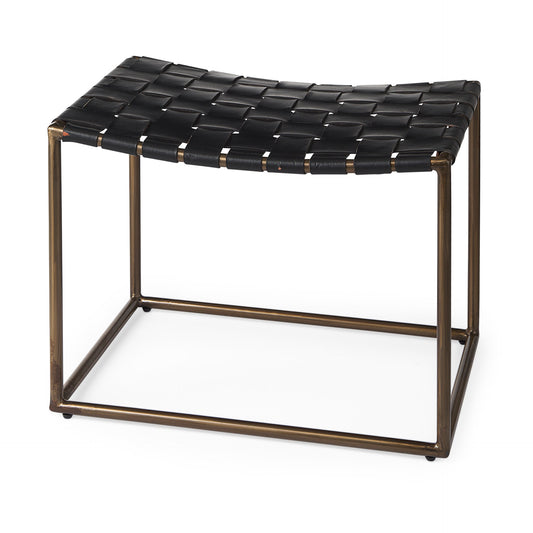 Clarissa Black Leather Stool