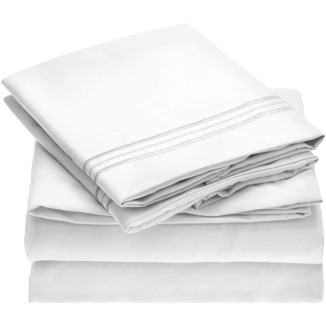 Soft Microfiber Deep Pocket Bed Sheets - 4 Piece Set | Queen / White