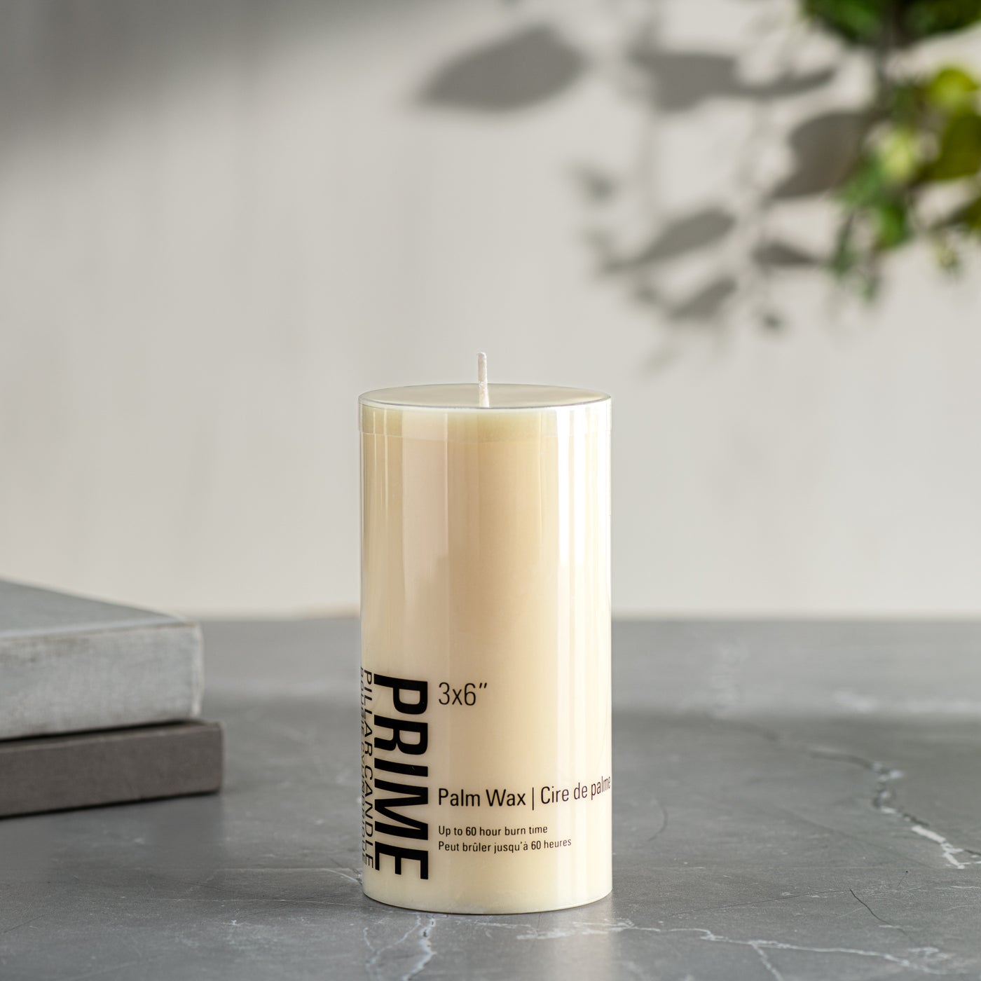 Prime Palm Wax 3d x 6" Pillar Candle - Ivory