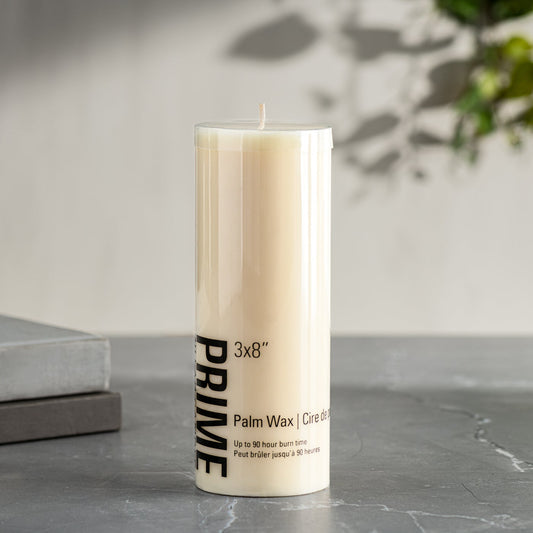 Prime Palm Wax 3d x 8" Pillar Candle - Ivory