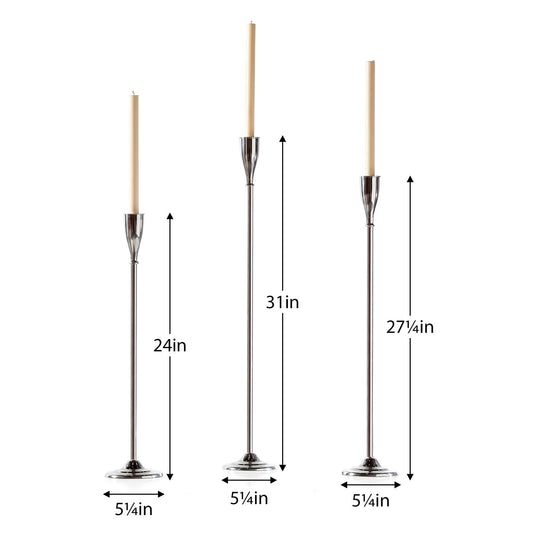 Treo Aluminum 3 Piece Floor Taper Candle Holder Set