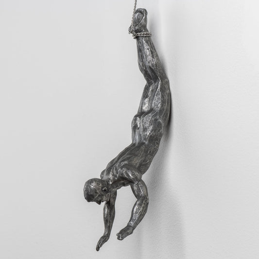 Resin Man Diving Sculpture - silver