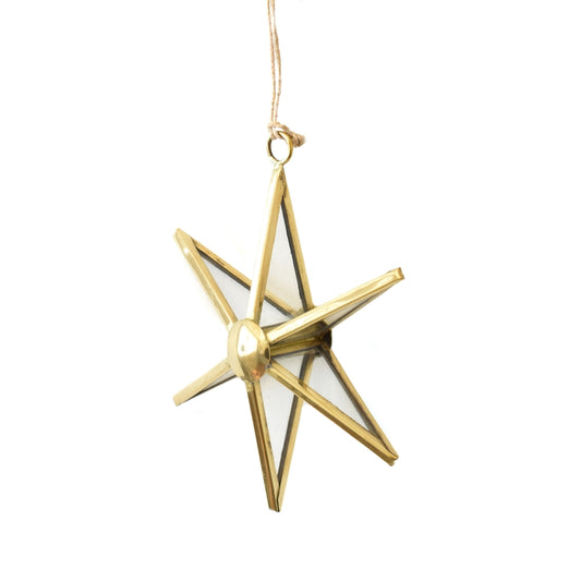 Glass Metal Star Ornament 4" 