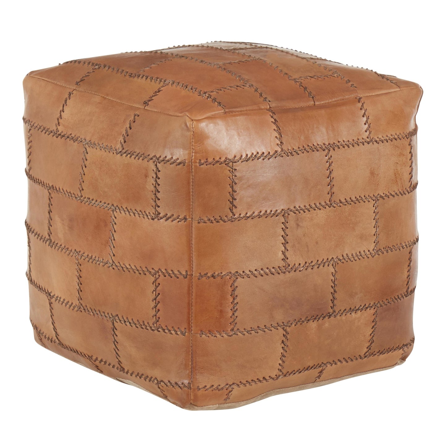 COBBLER POUF BROWN LEATHER