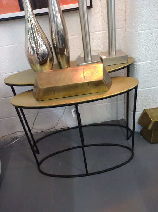 Raw Brass oval tables- set of 2