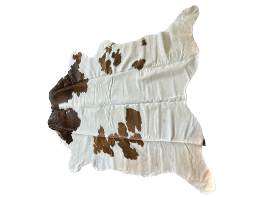 Chocolate and White Large Brazilian Cowhide Rug 6'8"H x 5'10"W