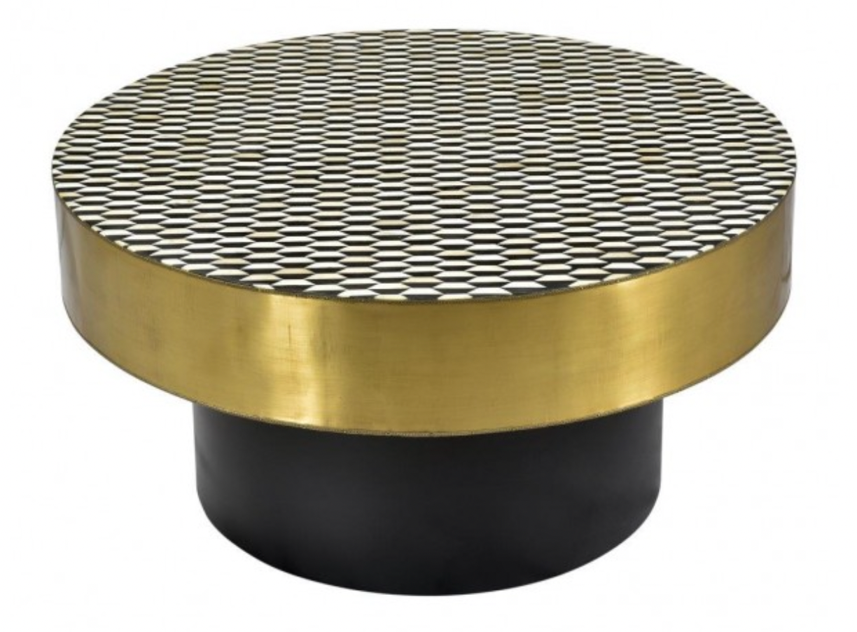 Optic Black Gold Round Coffee Table