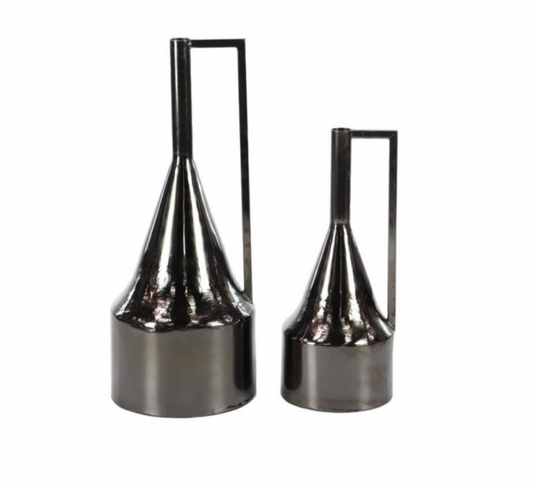 Metal Black Vase (Set of 2)