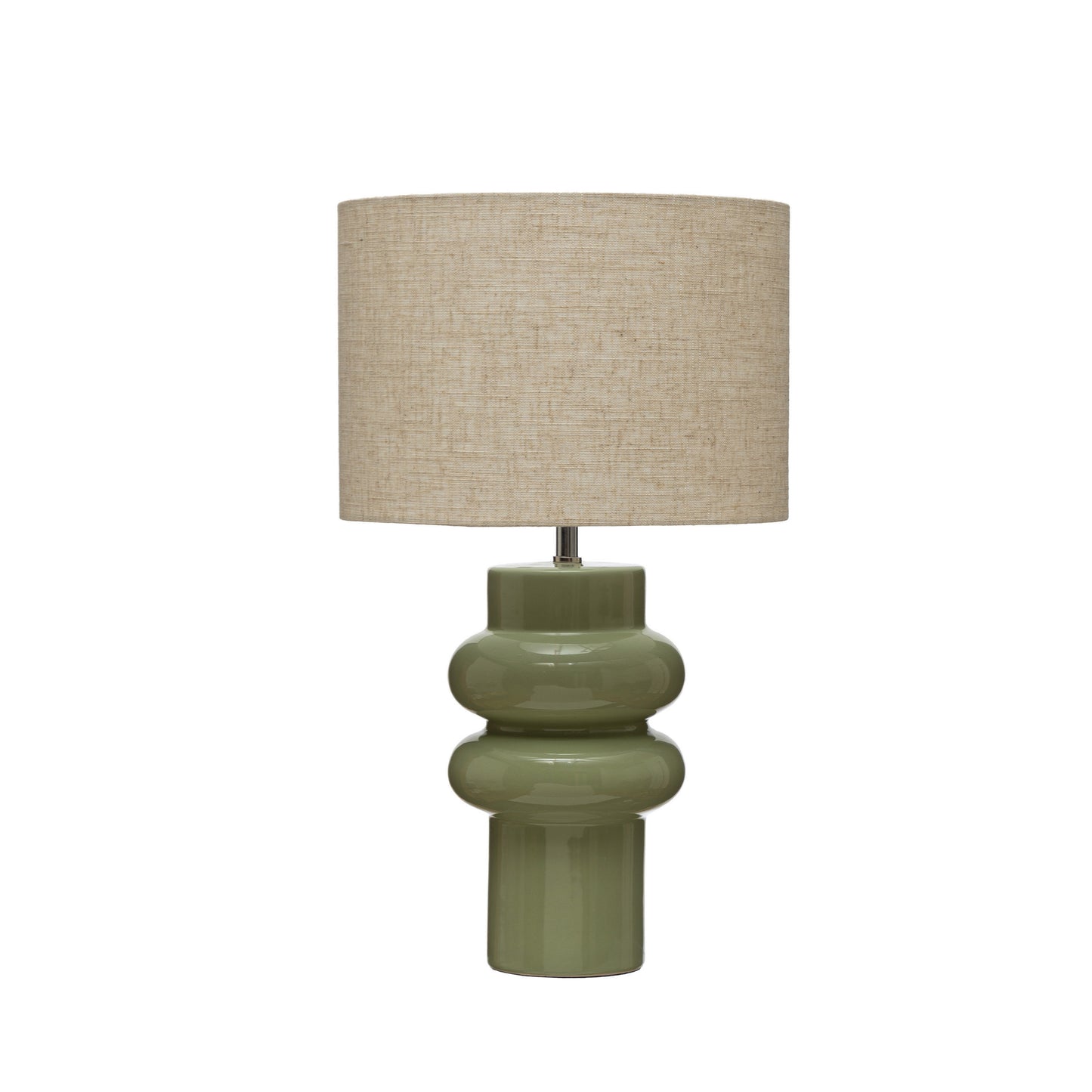 Stoneware Table Lamp with Linen Shade and Inline Switch