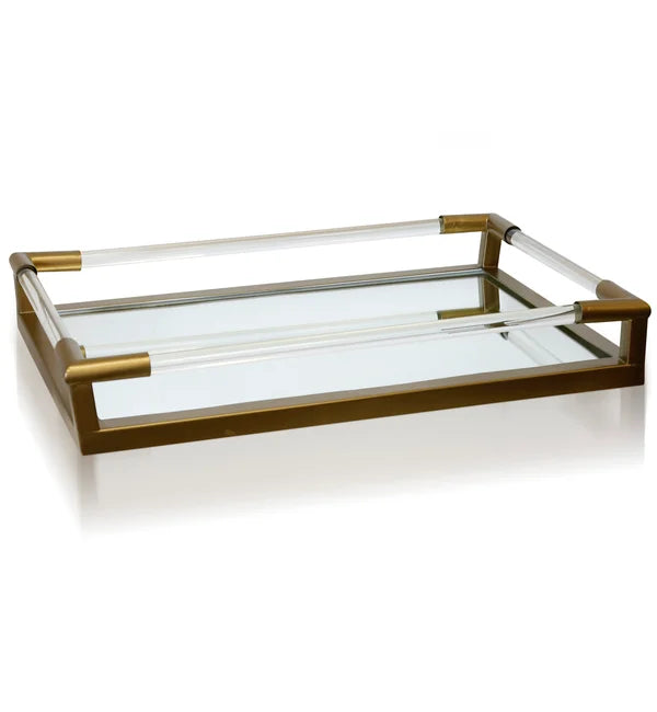 Clear Glass & Gold 15" Decorative Tray