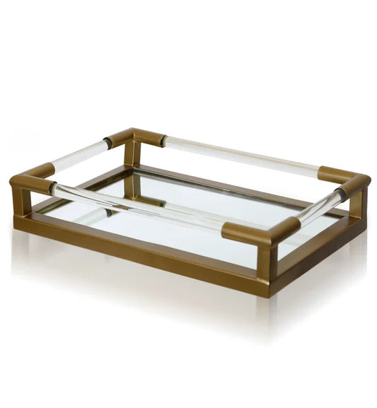 Clear Glass & Gold 11" Decorative Tray