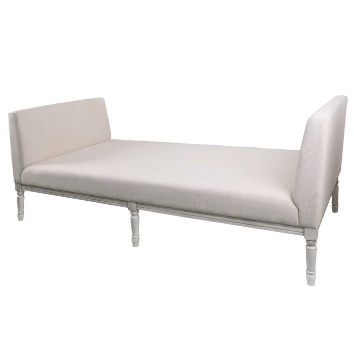 DANN FOLEY LIFESTYLE | Wooden Day Bed with Light Gray Upholstery