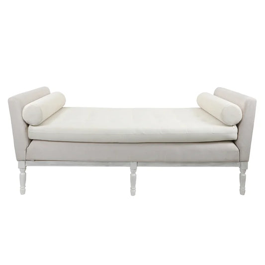 DANN FOLEY LIFESTYLE | Wooden Day Bed with Light Gray Upholstery