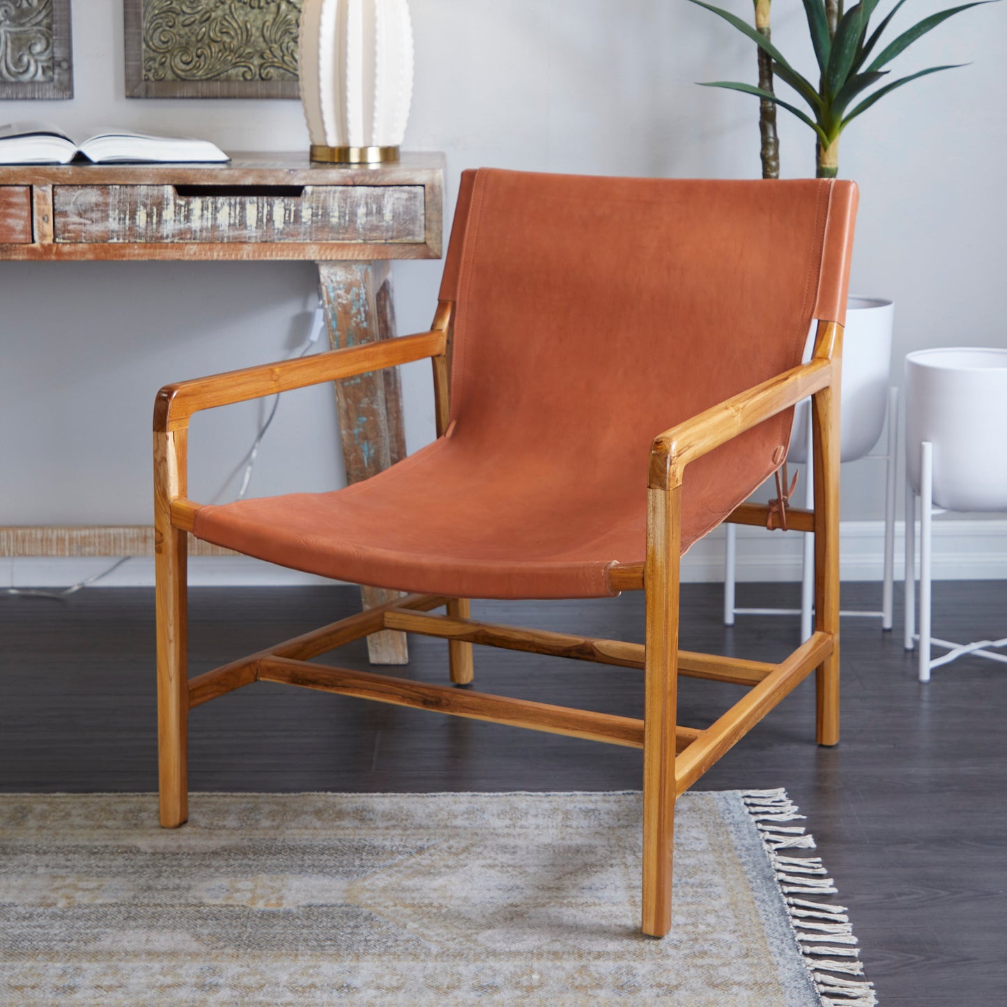 Brown Leather Accent Chair