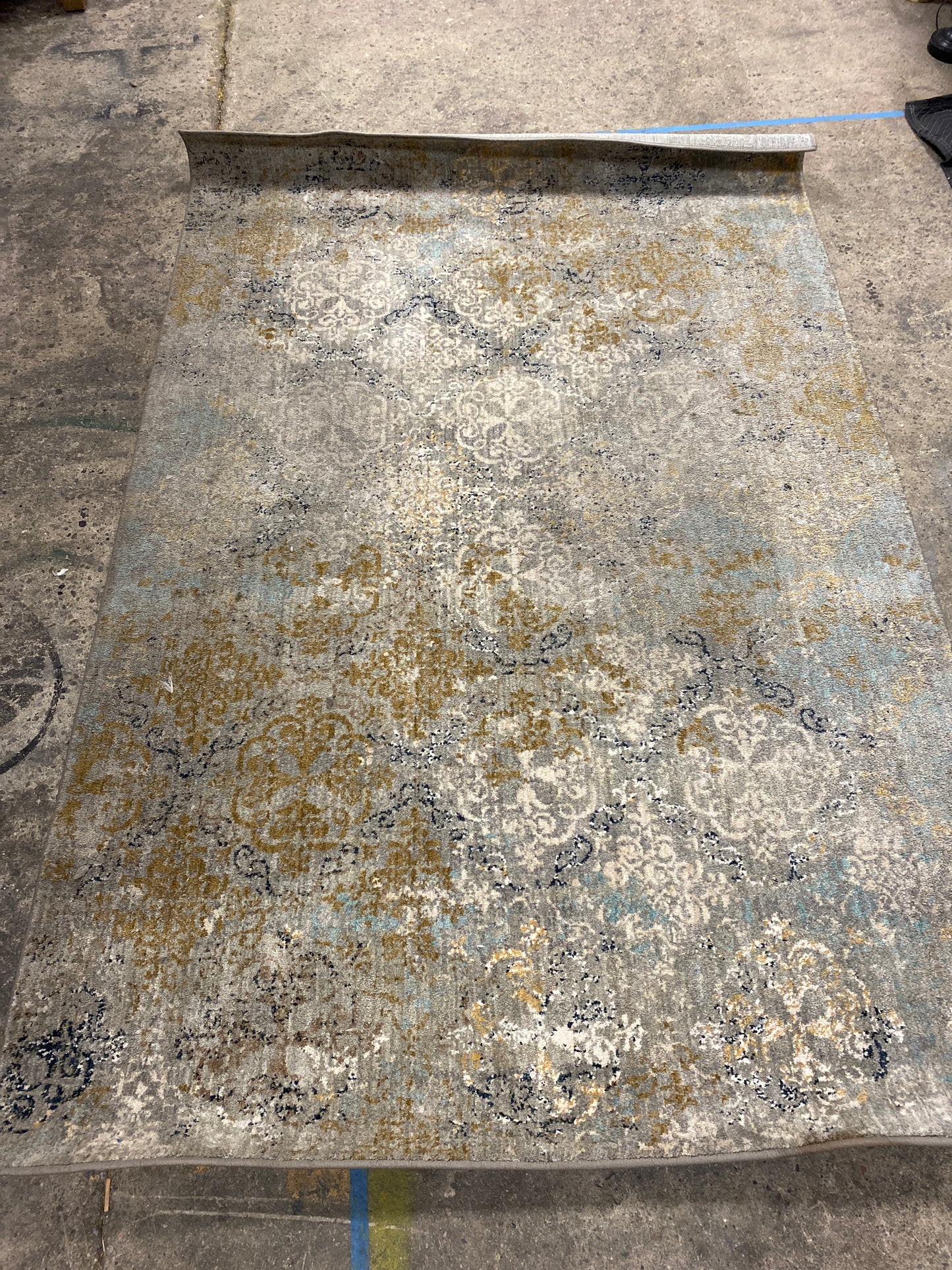 Gray, Blue, and Yellow 5x8 Area Rug