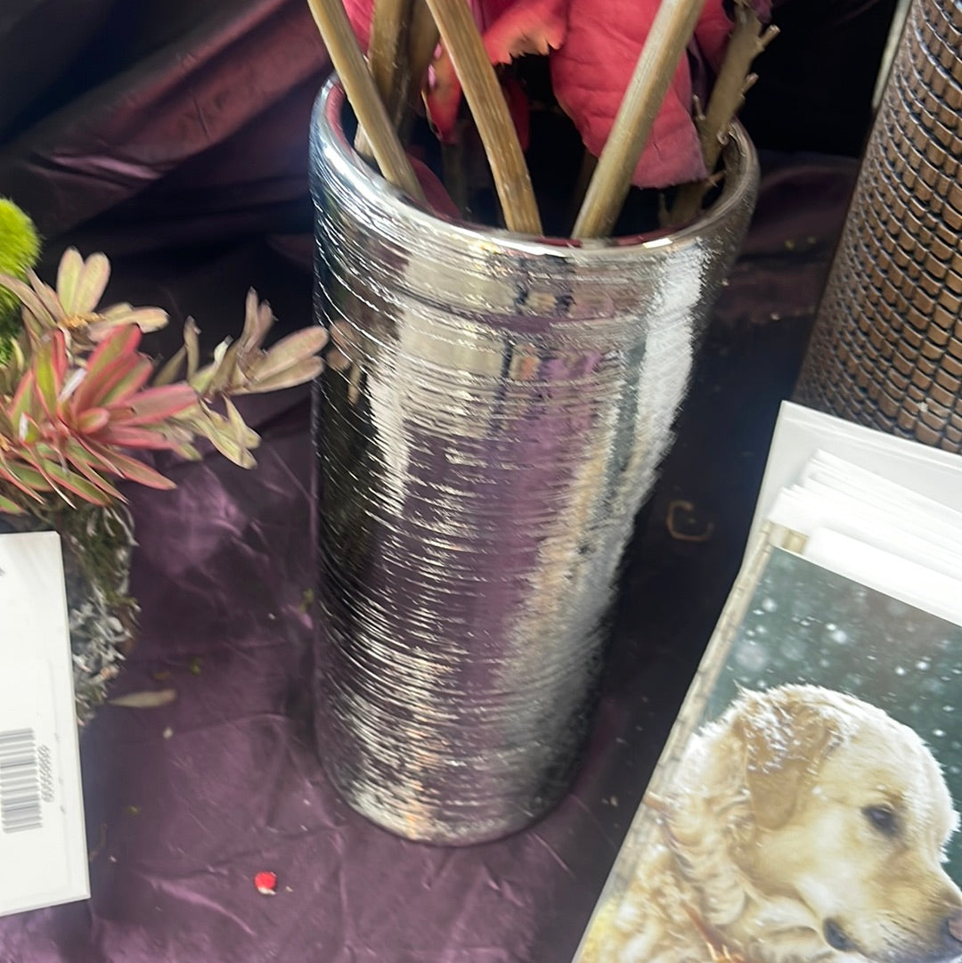 Silver flower pot