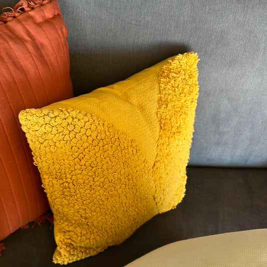 Yellow fringe pillow