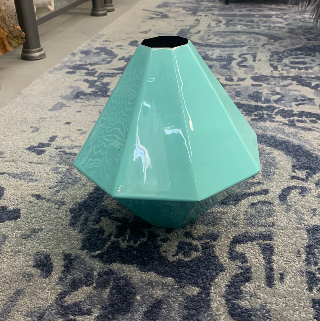 Turquoise metal vase