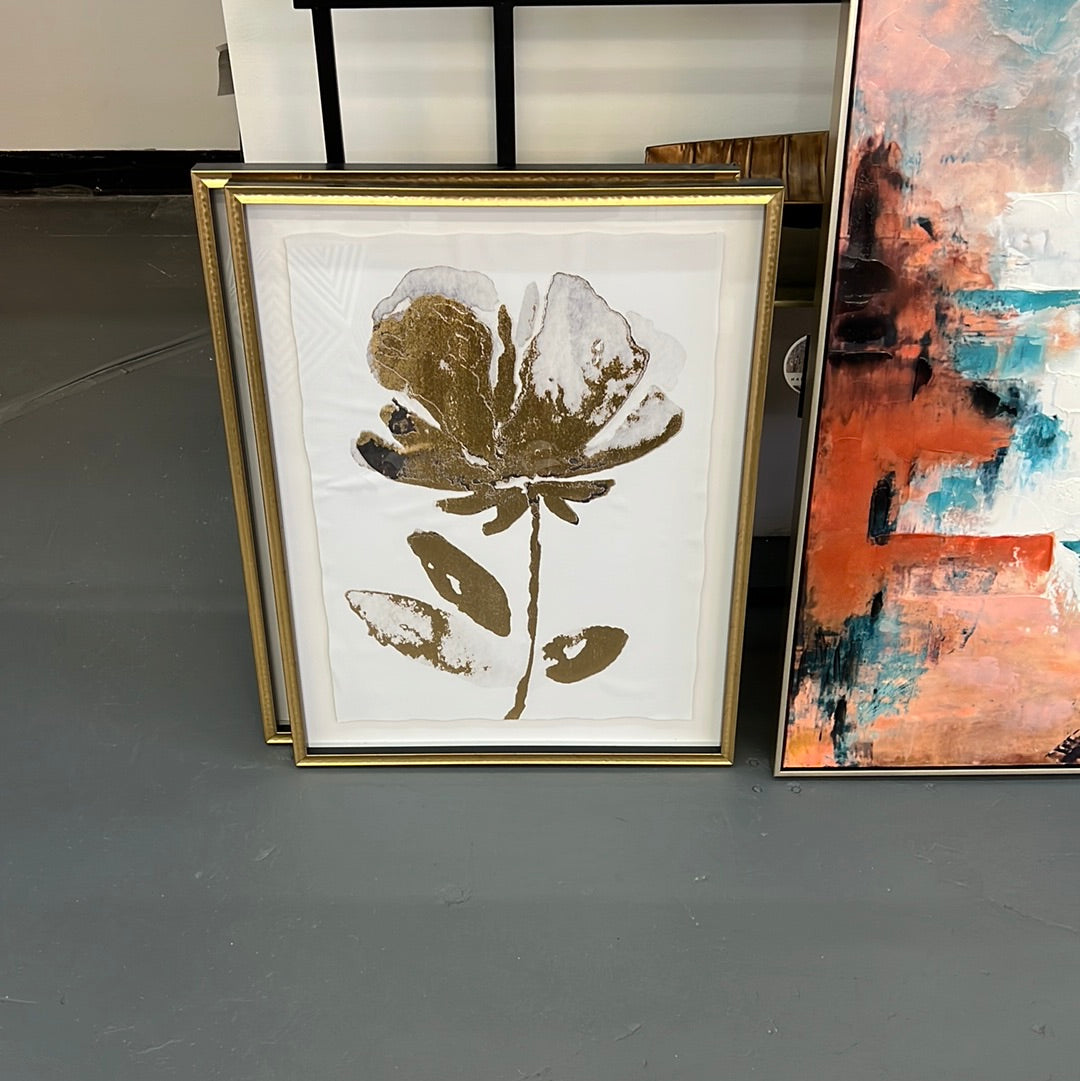 Floral print in black and gold frame