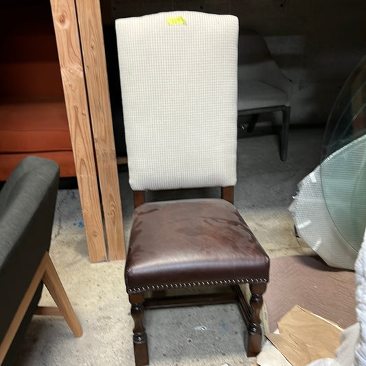 White Backrest Leather Seat Dining Chair