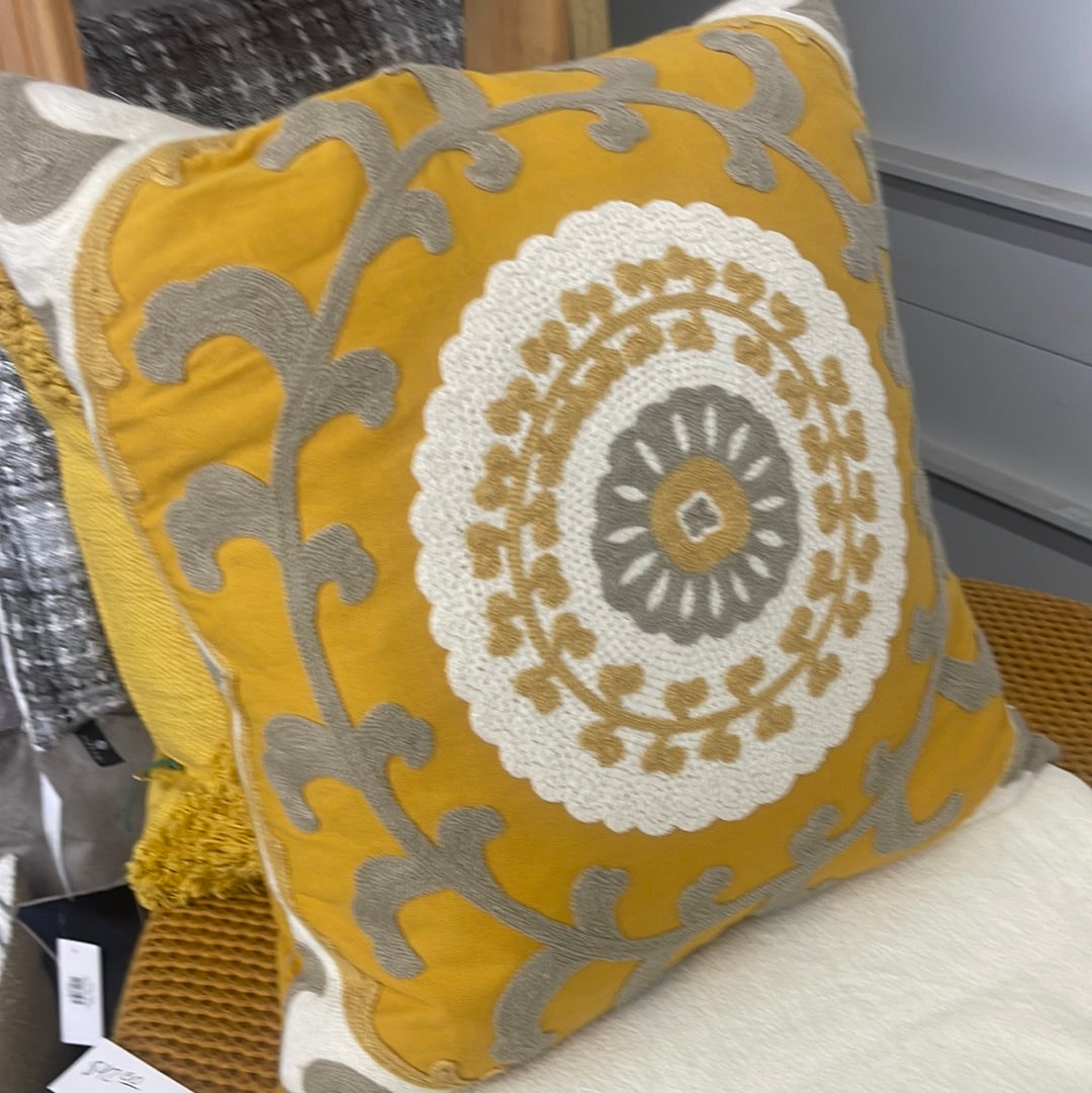 Boho yellow decor pillow