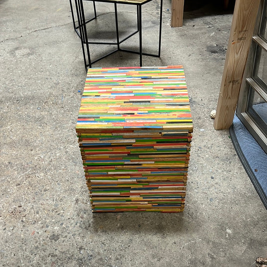 Wooden Puzzle Cube Side Table | Rainbow Colored
