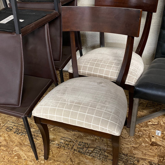 White Checkered Pattern Dining Chair
