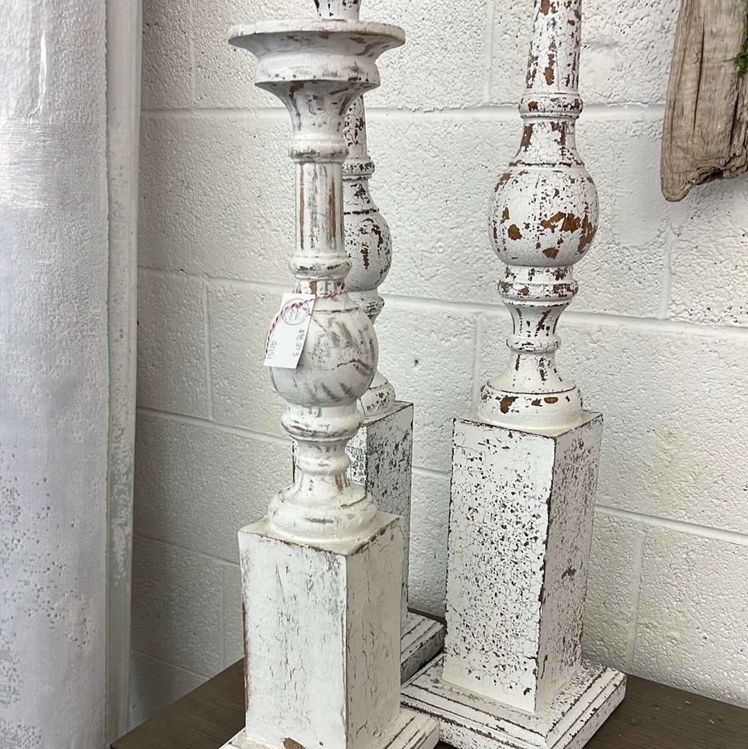 Rustic White Candle Sticks Set of 3
