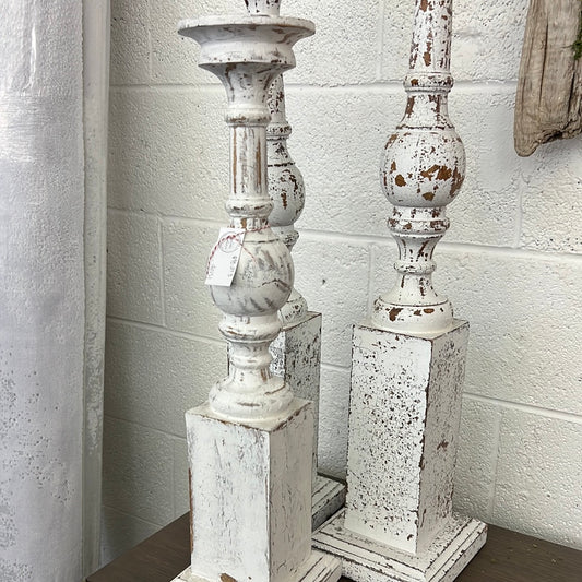 Rustic White Candle Sticks Set of 3