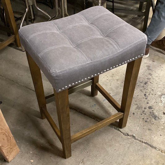 Gray Upholstered Counter Stool