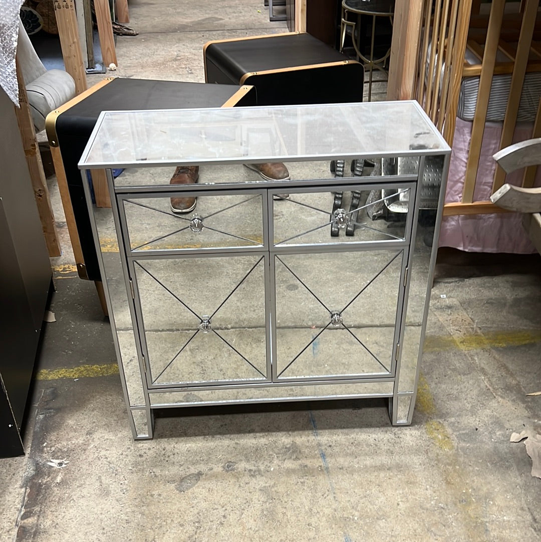 Silver mirrored side table