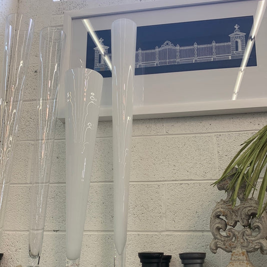Glass white vase 3ft