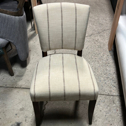 White and Grey Striped Dining Chair