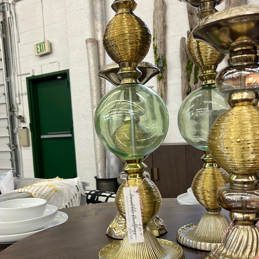 Gold Wire/Glass Candle Stick