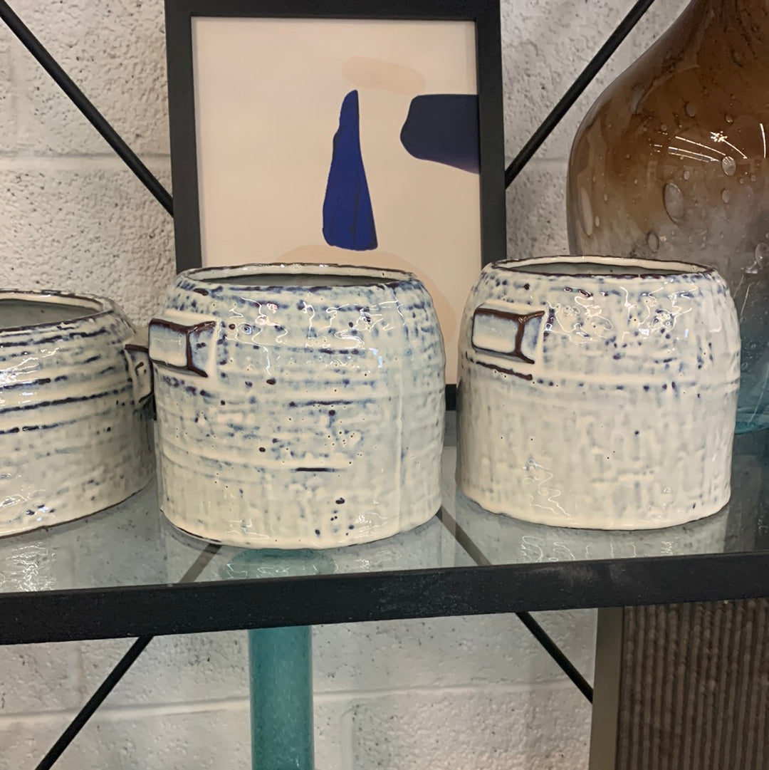 Blue and white planter small