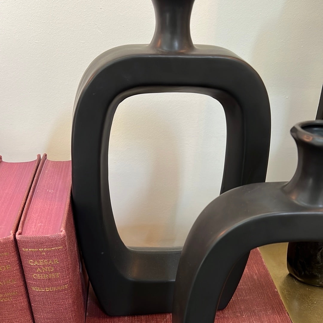 Black open vase