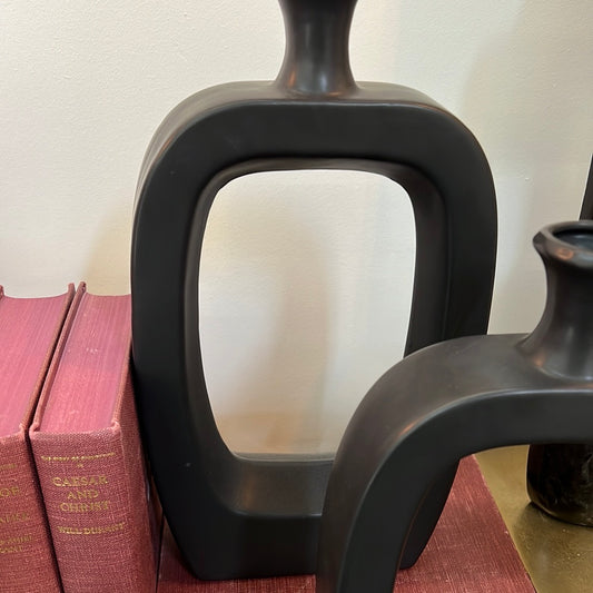 Black open vase