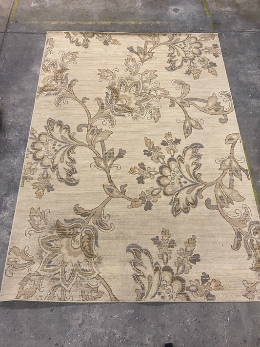 Large Tan Floral 8x10 Area Rug
