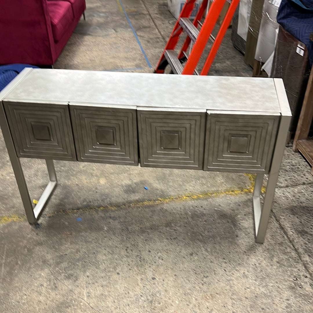 Silver metal side board